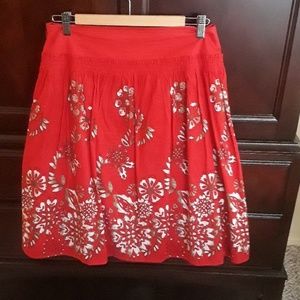 DKNY red Hawaiian print skirt.